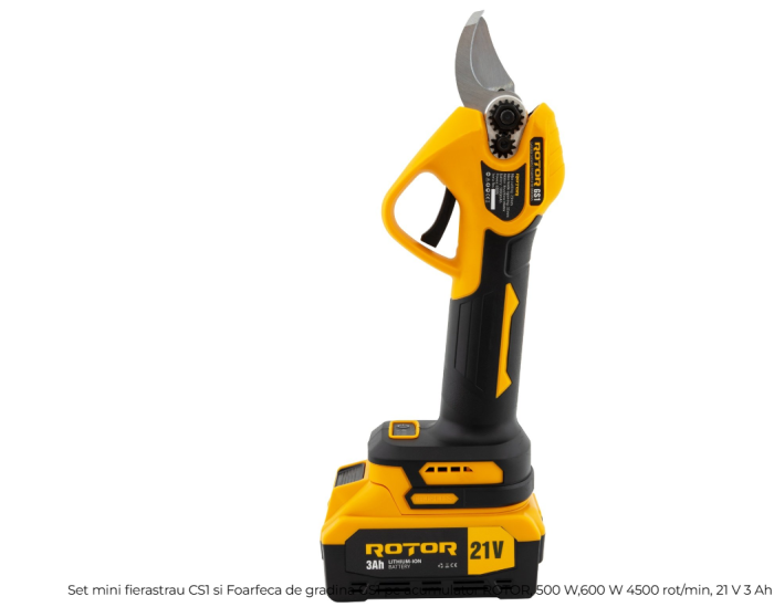 Set mini fierastrau CS1 si Foarfeca de gradina GS1 pe acumulator ROTOR, 500 W,600 W 4500 rot/min, 21 V 3 Ah [3]