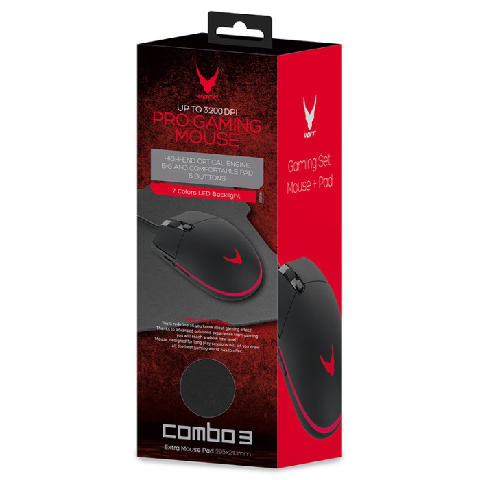 SET MOUSE GAMING 3200DPI + MOUSEPAD [5]