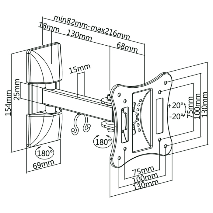 SUPORT TV DE PERETE 13-27 INCH CABLETECH [3]