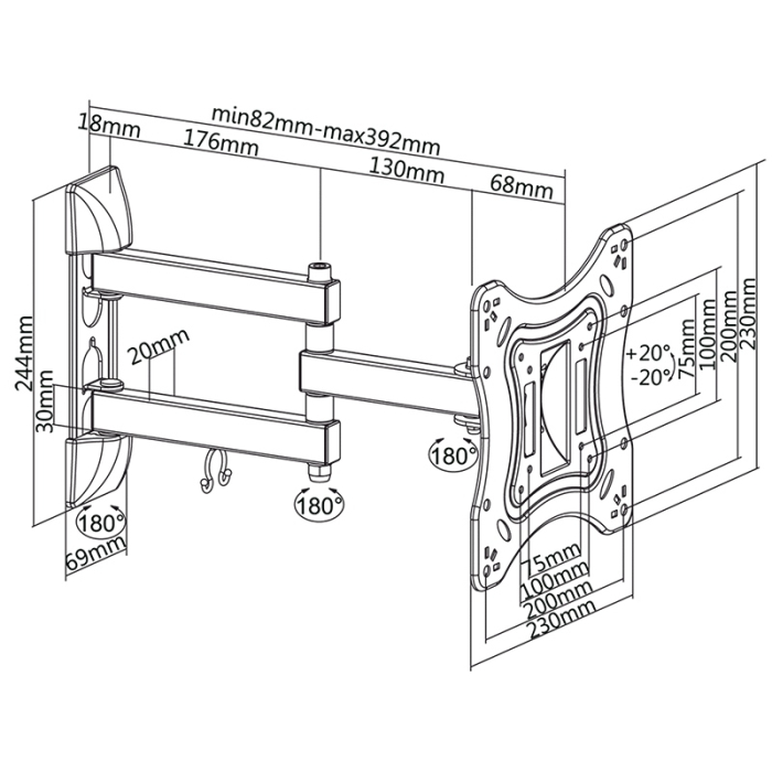 SUPORT TV DE PERETE 23-42INCH CABLETECH [3]