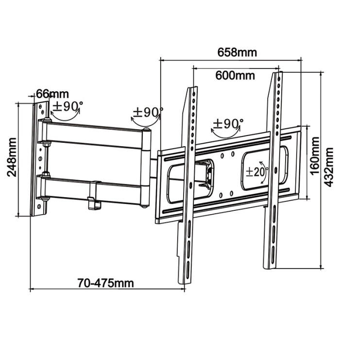 SUPORT TV DE PERETE 40-65 INCH CABLETECH [5]