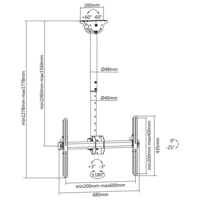 SUPORT TV TAVAN 40 - 70 INCH STELL [8]