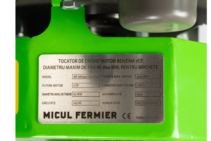 Tocator de crengi Micul Fermier, motor benzina 7 CP, 60 mm diametru maxim de taiere, pentru brichete [7]