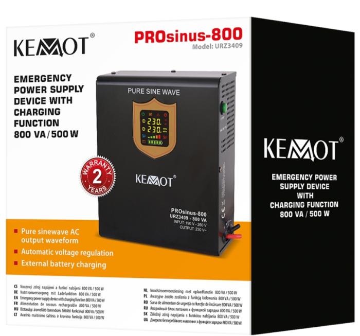 UPS CENTRALE TERMICE SINUS PUR 800VA/500W 12V KEMOT [4]