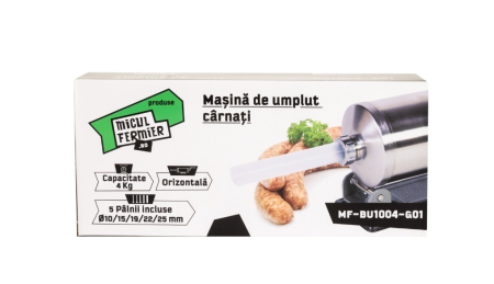 Echipamente Bucatarie - Masina de carnati Micul Fermier, 4 kg, orizontala cu 5 palnii