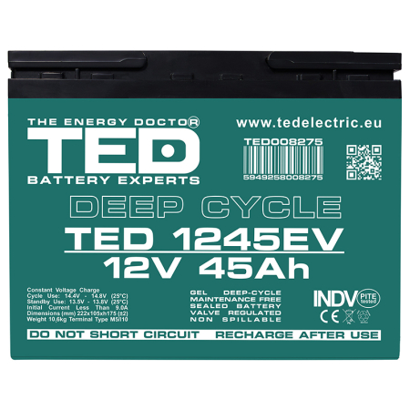 ACUMULATOR VEHICULE ELECTRICE DEEP CYCLE 12V 45AH TED [2]