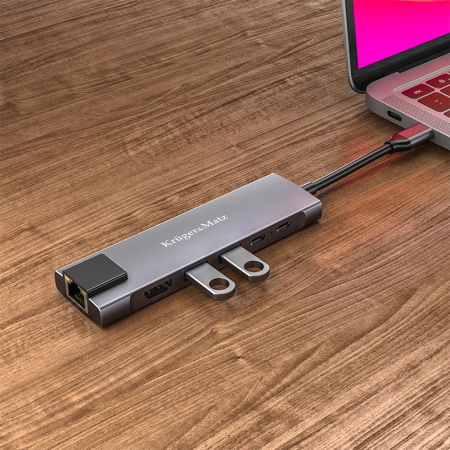 ADAPTOR HUB USB TIP C HDMI/2X USB3.0/2X USB TIP C/RJ45 [7]