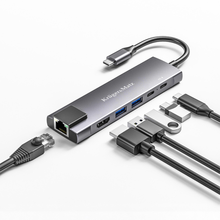 ADAPTOR HUB USB TIP C HDMI/2X USB3.0/2X USB TIP C/RJ45 [4]
