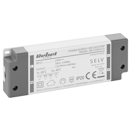ALIMENTATOR BANDA LED IP20 12V 3A 36W REBEL [1]