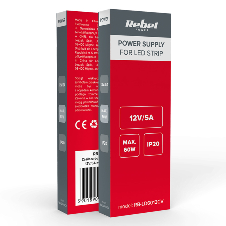 ALIMENTATOR BANDA LED IP20 12V 5A 60W REBEL [3]