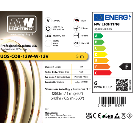 BANDA LED COB 12W 12V 6500K 5M [3]