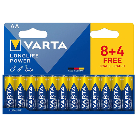 Electrice, surse de energie și Iluminat - BATERIE ALCALINA LONGLIFE POWER LR06 8+4 VARTA