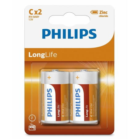 BATERIE LONGLIFE R14 C BLISTER 2 BUC PHILIPS [1]
