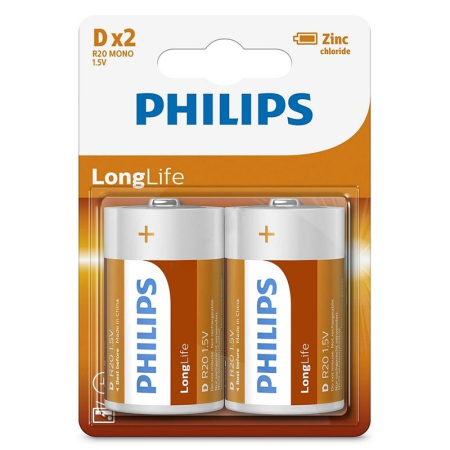 BATERIE LONGLIFE R20 D BLISTER 2 BUC PHILIPS [1]