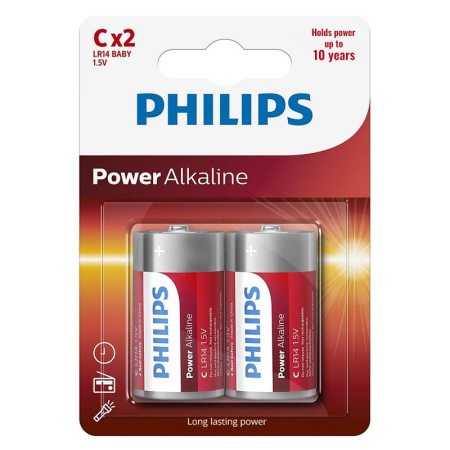 BATERIE POWER ALKALINE LR14 C BLISTER 2 BUC PHILIPS [1]