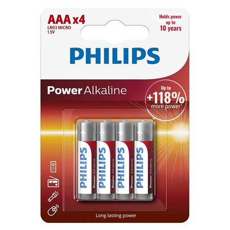 Baterii - BATERIE POWER ALKALINE LR3 AAA BLISTER 4 BUC PHILIPS