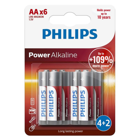 BATERIE POWER ALKALINE LR6 AA BLISTER 6 BUC PHILIPS [1]