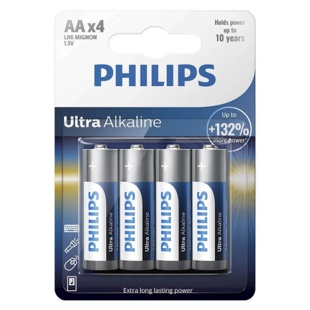 BATERIE ULTRA ALKALINE LR6 AA BLISTER 4 BUC PHILIPS [1]