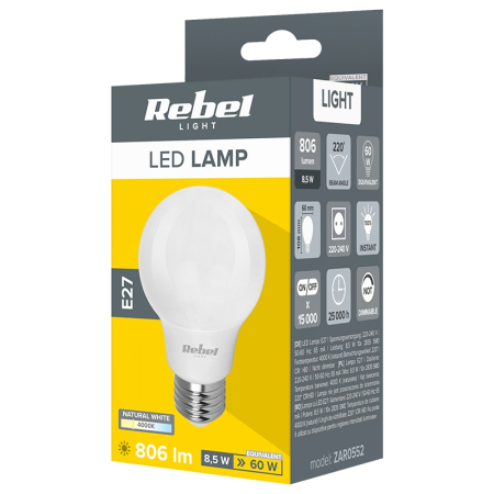BEC LED A60 E27 8.5W 4000K 230V REBEL [2]