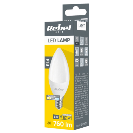 BEC LED E14 8W 3000K 230V REBEL [2]