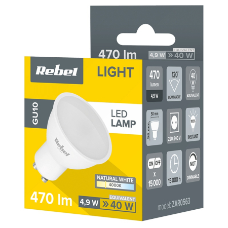 BEC LED GU10 5W 230V 4000K REBEL [2]