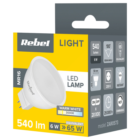 BEC LED MR16 6W 3000K 230V REBEL [2]