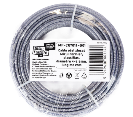 Cablu otel zincat Micul Fermier, plastifiat, diametru 4-5.5mm, lungime 25m [1]