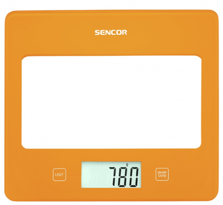 CANTAR BUCATARIE STICLA SECURIZATA PORTOCALIU SENCOR [1]