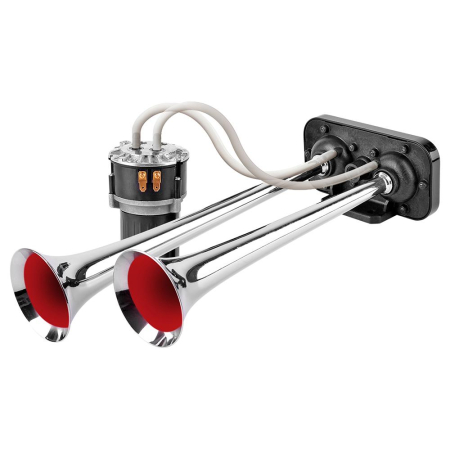 SISTEME DE AVERTIZARE - CLAXON CAMION CROM CU 2 GOARNE, MELODIC, 24V 1A CU COMPRESOR