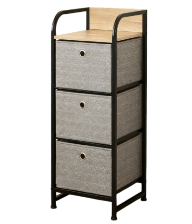 Comode - COMODA 3 SERTARE TEXTILE / 30X29X79CM - GRI/NEGRU