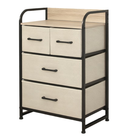 Piese Mobilier - COMODA 4 SERTARE TEXTILE / 58X29X79CM - BEJ/NEGRU