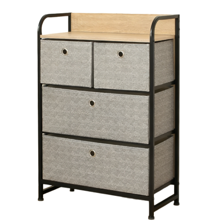 Comode - COMODA 4 SERTARE TEXTILE / 58X29X79CM - GRI/NEGRU