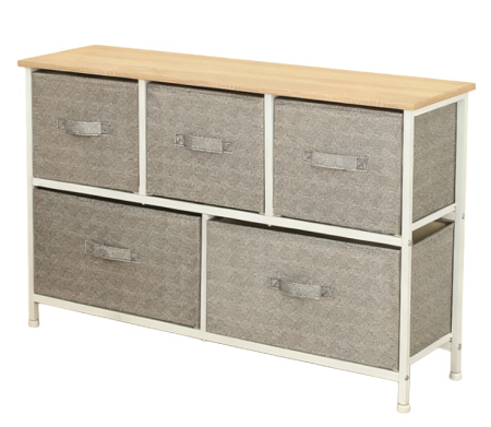 Piese Mobilier - COMODA 5 SERTARE TEXTILE / 100X30X55CM - GRI/ALB