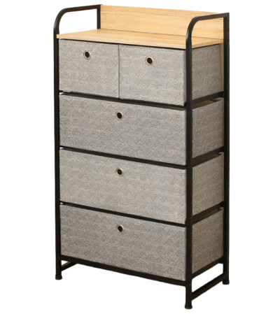 Comode - COMODA 5 SERTARE TEXTILE / 58X29X99CM - GRI/NEGRU