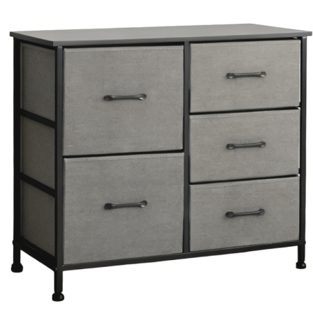 Piese Mobilier - COMODA 5 SERTARE TEXTILE / 85X30X73CM - ANTRACIT/NEGRU