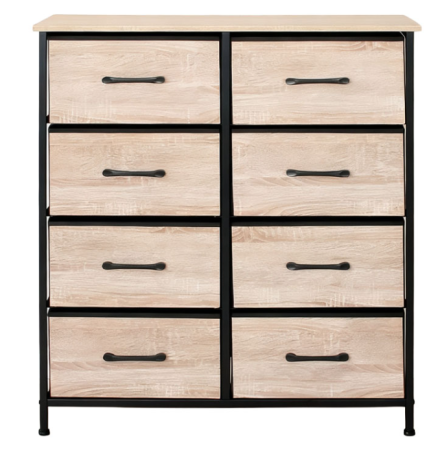 Comode - COMODA 8 SERTARE TEXTILE / 80X30X90CM - LEMN/NEGRU