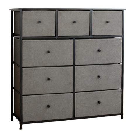 Comode - COMODA 9 SERTARE TEXTILE / 100X30X99CM - ANTRACIT/NEGRU