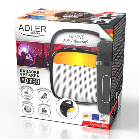 DIFUZOR KARAOKE CU MICROFON AD 1199 NEGRU ADLER [7]