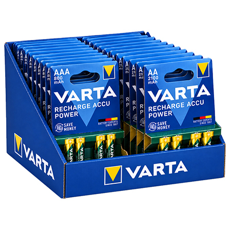 Baterii - DISPLAY ACUMULATORI 10X AAA 800 10X AA 2100 VARTA