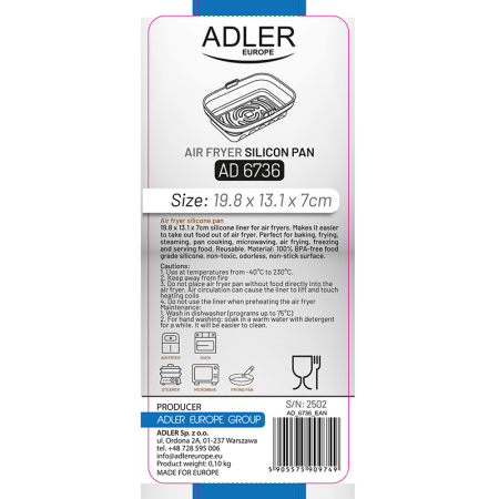 FORMA DE COPT SILICON AIR FRYER 19,8X 3,1 CM ADLER [5]