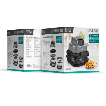FRITEUZA GLASS AIRFRYER 4L+1.5L 1500W TEESA [10]