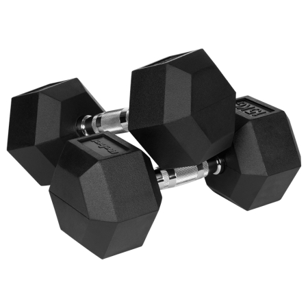 GANTERE DUMBBELL HEX FONTA CAUCIUCATA 2X15KG REBEL ACTI [2]