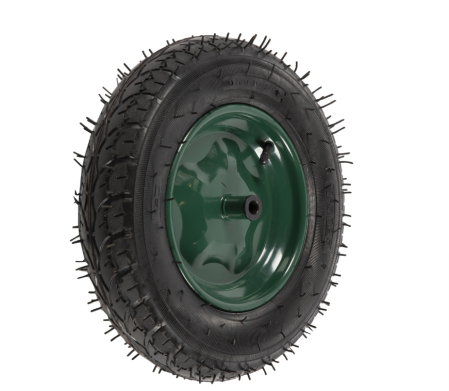 Roata roaba Micul Fermier 3.50-8, diametru ax 14mm, janta verde [2]