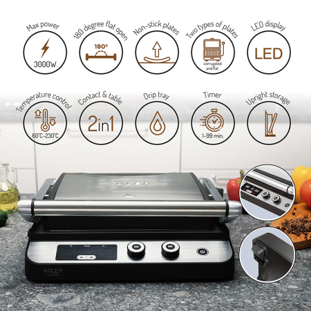 GRILL ELECTRIC 2 IN 1 3000W AD 3059 ADLER [6]