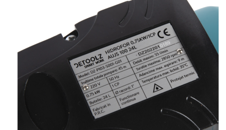 Hidrofor Detoolz 0.75 kW, debit 3300l/h, inaltime de pompare 45m, carcasa pompa inox, volum butelie 24 litri [5]