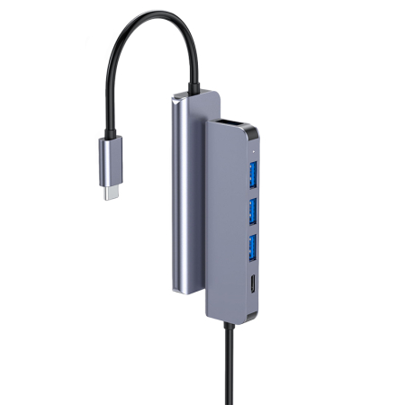 HUB 5 IN 1 USB-C PD 100W ALUMINIU PLATINET [3]