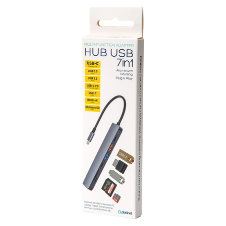 HUB 7 IN 1 USB-C PD 100W ALUMINIU PLATINET [7]