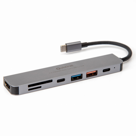 HUB 7 IN 1 USB-C PD 100W ALUMINIU PLATINET [2]