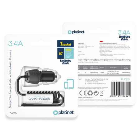 INCARCATOR AUTO CABLU SPIRALAT 3.4A LIGHTNING [2]