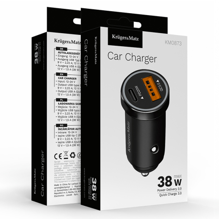 INCARCATOR AUTO USB-A / TYPE C QC PD 38W KRUGER&MATZ [5]